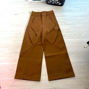 Heavy Velvet Brown Wide-Leg Trousers